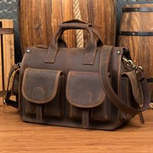 Load image into Gallery viewer, Crazy Horse Leather Briefcase Large Capacity