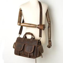 Load image into Gallery viewer, Crazy Horse Leather Briefcase Large Capacity