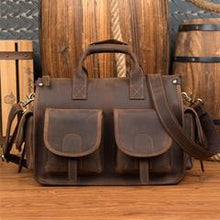 Load image into Gallery viewer, Crazy Horse Leather Briefcase Large Capacity